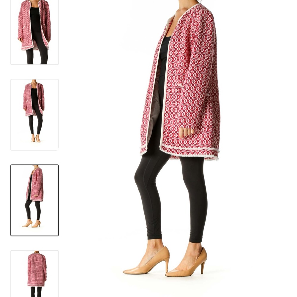 Cynthia Rowley cardigan jacket red and white size medium